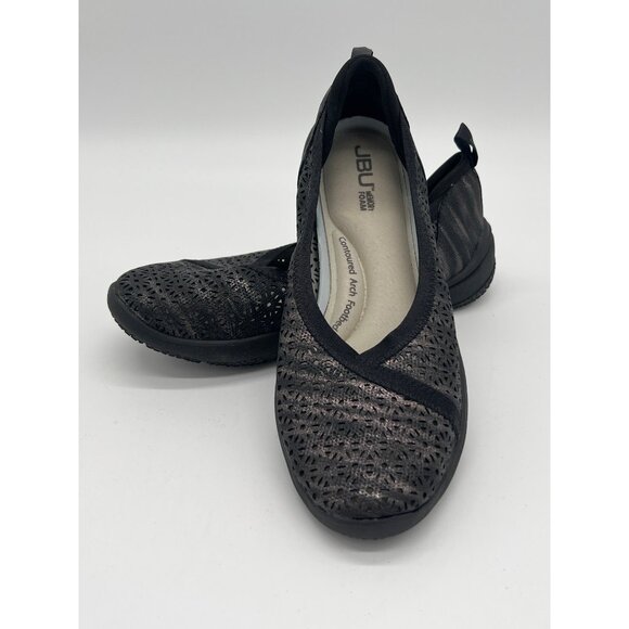 Jambu Size 6M Emma Slip-On Shoes Black Laser Cut Flats - Picture 1 of 8